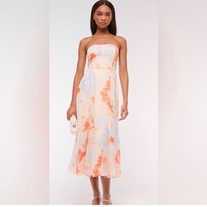 Abercrombie & Fitch Strapless Camille Godet Pastel Midi Dress - M